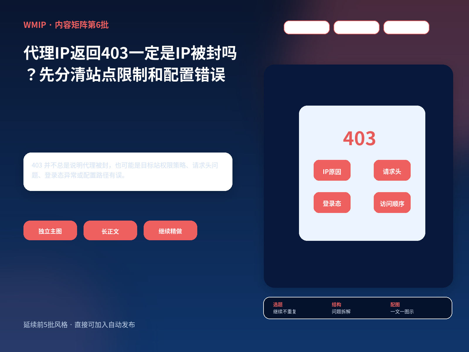 代理IP返回403一定是IP被封吗？先分清站点限制和配置错误
