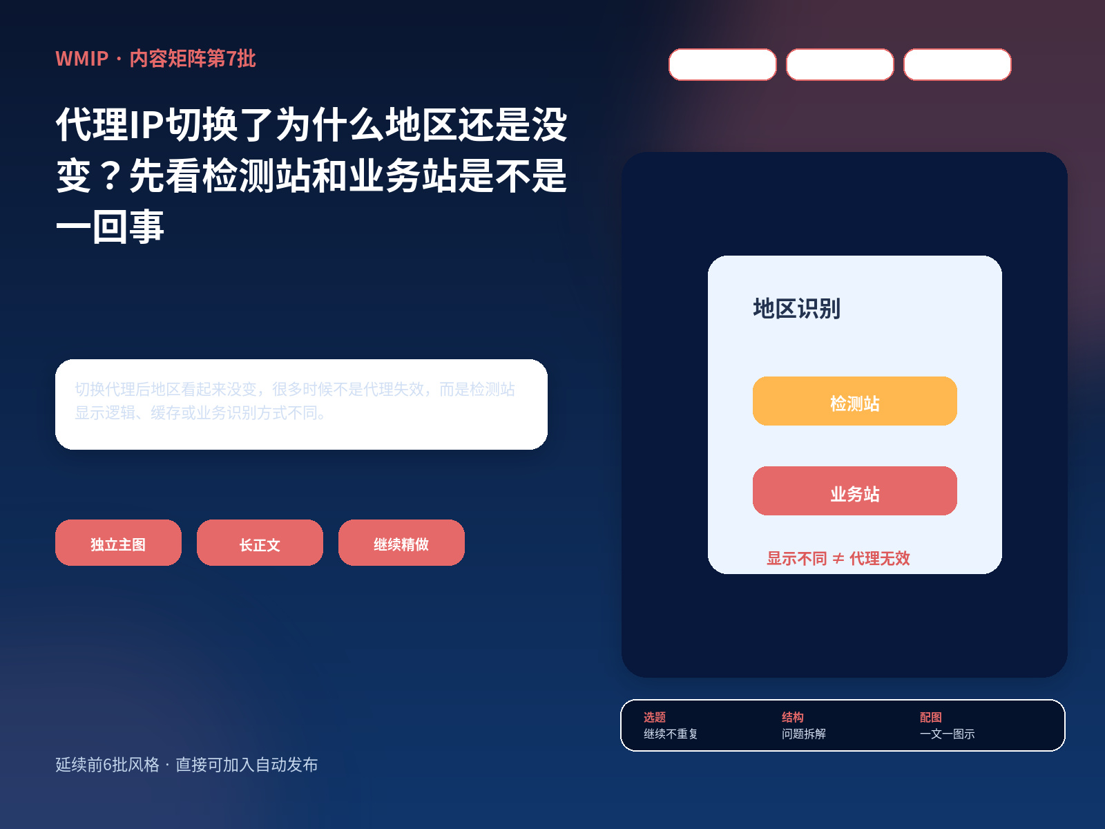 代理IP切换了为什么地区还是没变？先看检测站和业务站是不是一回事