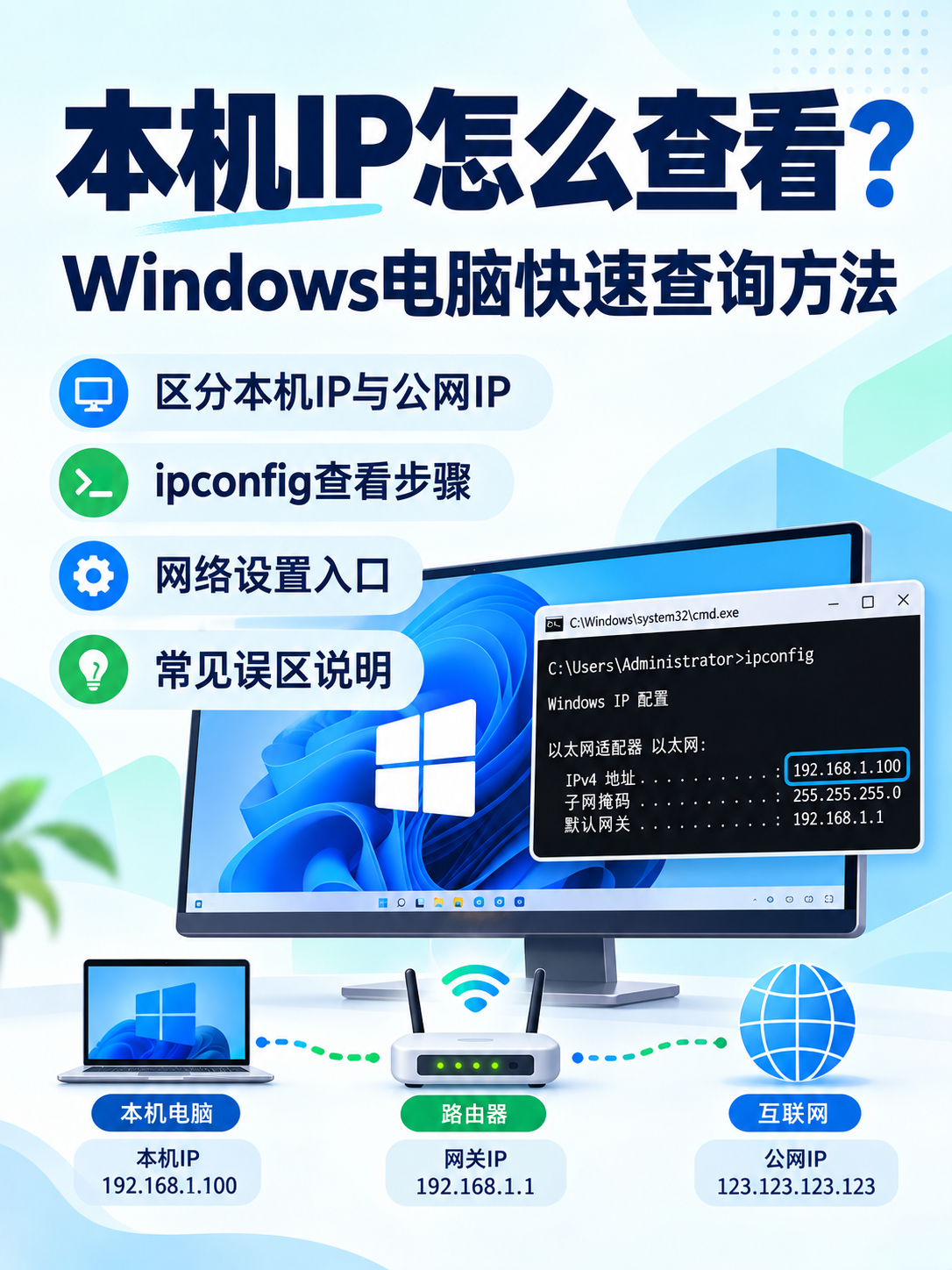 本机IP怎么查看？Windows电脑快速查询方法