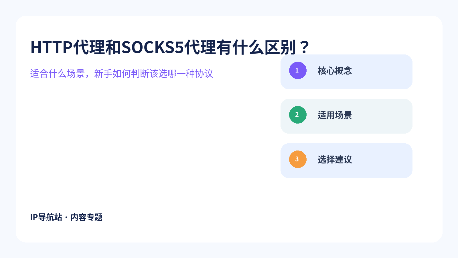 HTTP代理和SOCKS5代理有什么区别？适合什么场景？