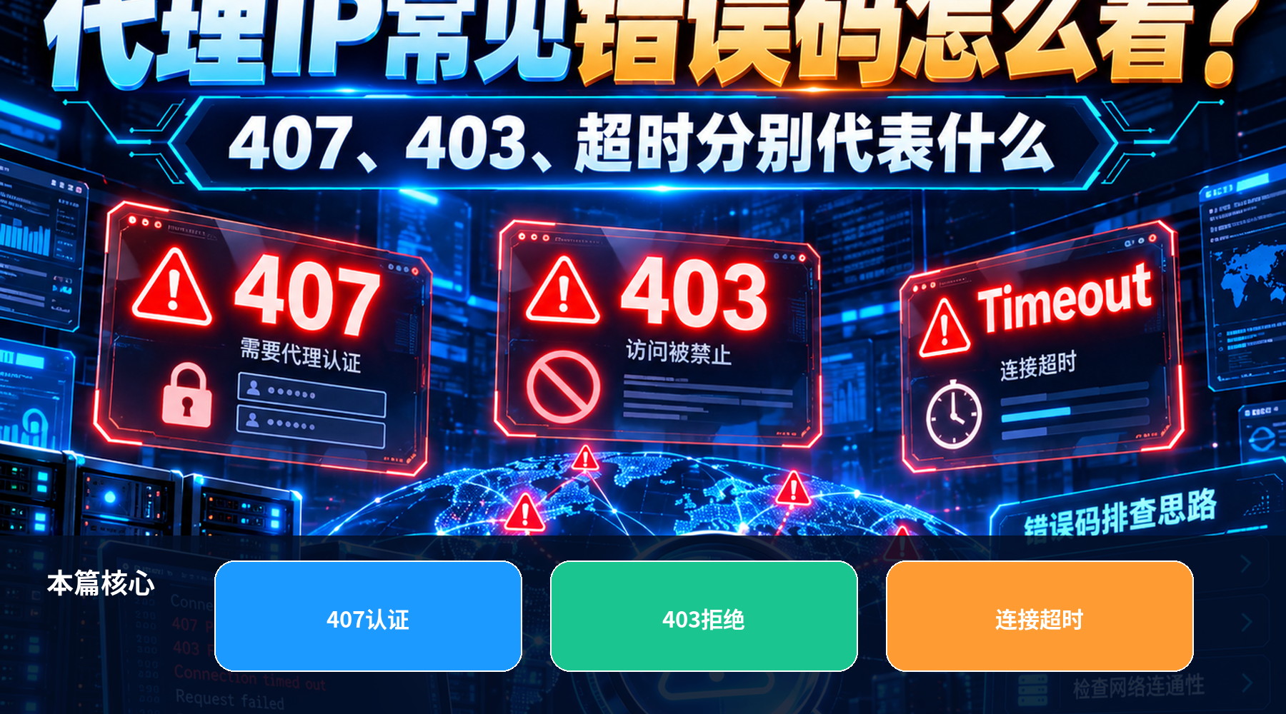 代理IP常见错误码怎么看?407、403、超时分别代表什么