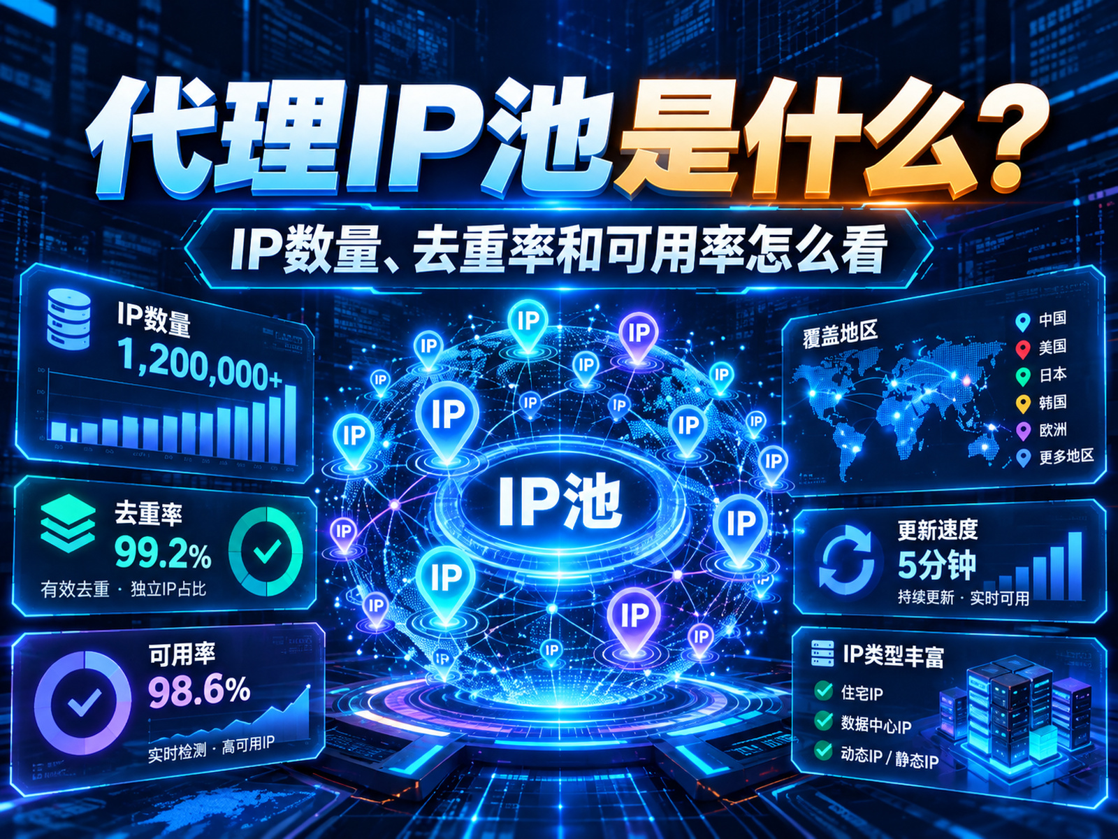 代理IP池是什么？IP数量、去重率和可用率怎么看