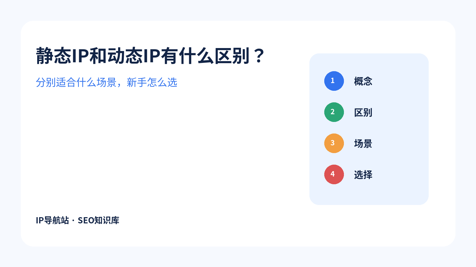 静态IP和动态IP有什么区别？分别适合什么场景？
